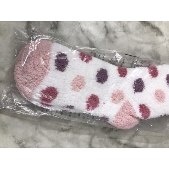 New Mary Kay Fuzzy Socks Stocking Stuffer Pink Polka Dot Multicolor Cozy Gift - Picture 3 of 3